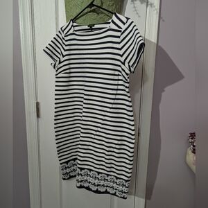 Talbots Navy and White Striped Mini Dress